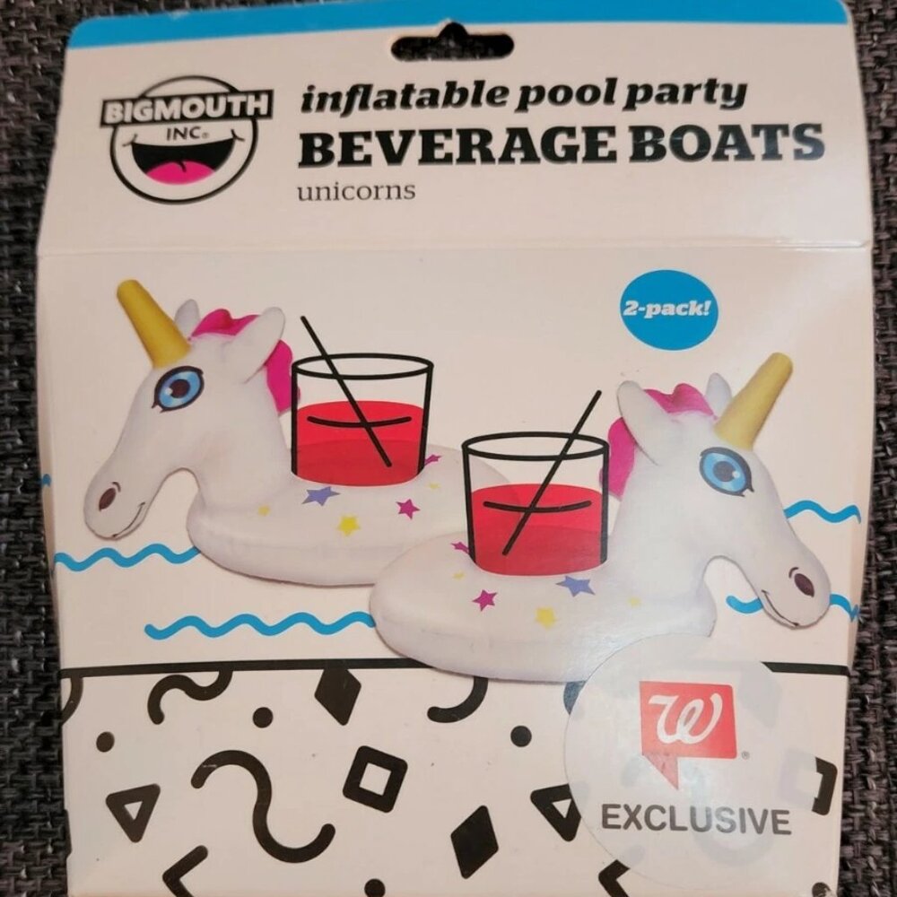 Big Mouth inflatable pool party beverage boats unicorns 2 pack summer swim B1
